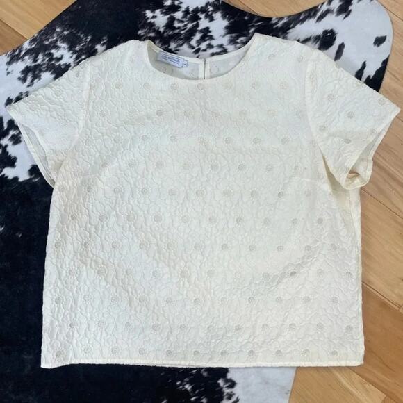 Atelier Orion Women’s Textured Flower Boxy Short Sleeve Size Large - Picture 1 of 7